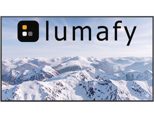 lumafy CORE 4K Digital Signage Display, Frontansicht mit Bildinhalt